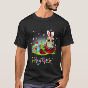 T-shirt Joyeux chouette de Pâques Bunny oreille rouge Plai