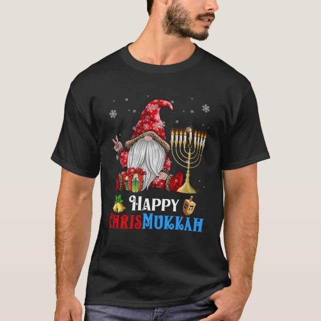 T-shirt Joyeux Chrismukkah Gnome Noël Hanoukka (Devant)