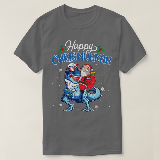 T-shirt Joyeux Chrismukkah Juif Xmas Hanoukka T Re Dinos (Design devant)