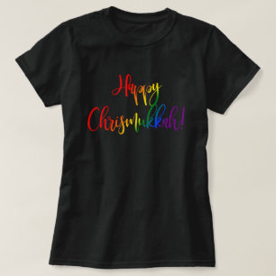 T-shirt Joyeux Chrismukkah LGBT Typographie du drapeau arc