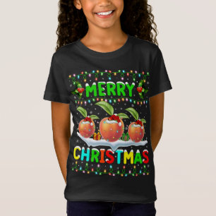 T-Shirt Joyeux Christ de Noël Pêche Fruit Éclairage Santa