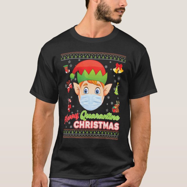 T-shirt Joyeux Christ Masque Père Noël Elf Visage Masque N (Devant)