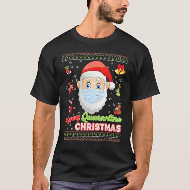 T-shirt Joyeux Christ Masque Père Noël Elf Visage Masque N (Devant)