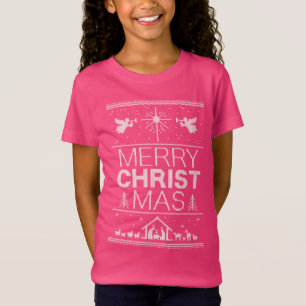 T-Shirt Joyeux CHRISTmas Ugly Sweater Religieux chrétien