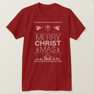T-shirt Joyeux CHRISTmas Ugly Sweater Religieux chrétien