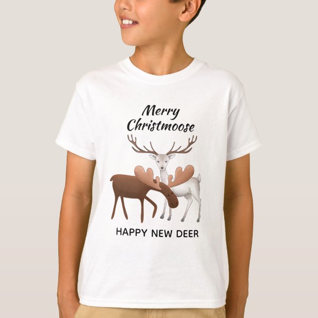 T-shirt Joyeux Christmoose Happy New Deer (Devant)