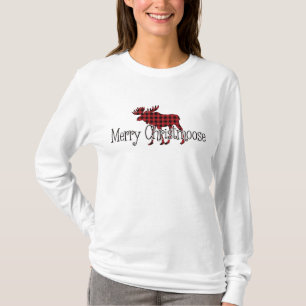 T-shirt Joyeux Christmoose Red, Buffalo noir plaid