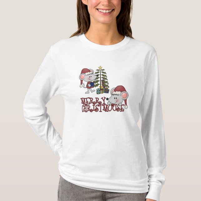 T-shirt Joyeux Christmouse avec l'arbre (Devant)