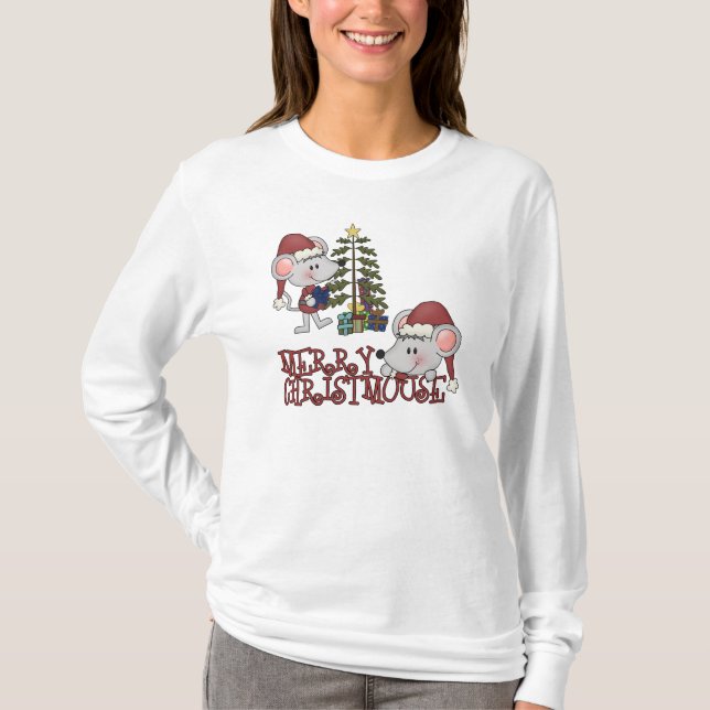 T-shirt Joyeux Christmouse avec l'arbre (Devant)