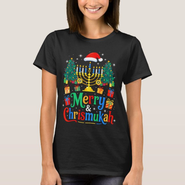 T-shirt Joyeux Christmukkah Hanukkah Sapin de Noël Xmas Fa (Devant)