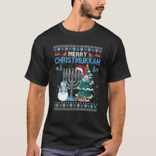 T-shirt joyeux christmukkah menorah laid hanoukka chanukah