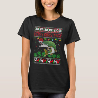 T-shirt Joyeux Christmusk Musky Muskie Maskinongé Pêcheur