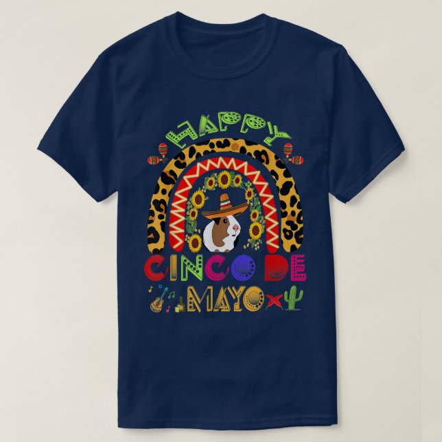 T-shirt Joyeux Cinco De Mayo Drôle Cochon De Guinée Avec S (Design devant)