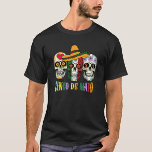 T-shirt Joyeux Cinco De Mayo Mexicain Crâne de sucre Fiest