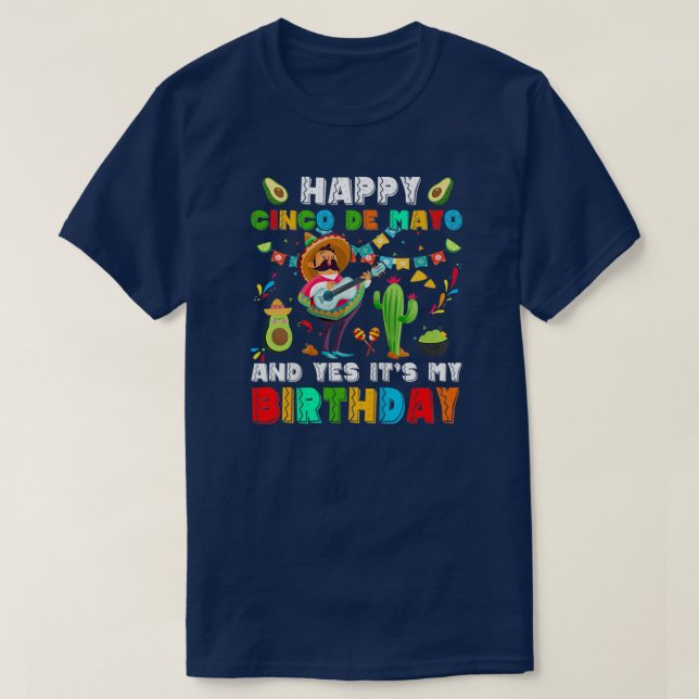 T-shirt Joyeux Cinco De Mayos et c'est mon homme d'anniver (Design devant)