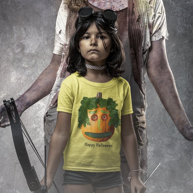 T-shirt Joyeux Citrouille alimentaire Halloween Face enfan (Happy Halloween Food Pumpkin Face Kids Shirt)