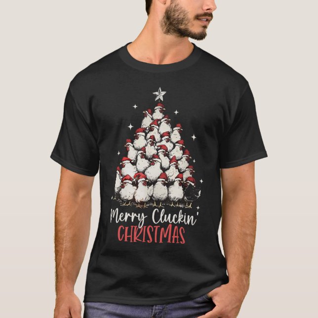 T-shirt Joyeux Cluckin Noël Drôle Poulets de Noël F (Devant)