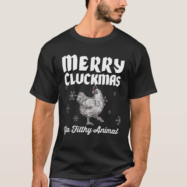 T-shirt Joyeux Cluckmas Drôle poulet Noël Retro Vinta (Devant)