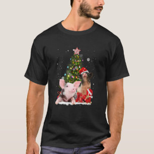 T-shirt Joyeux Cochon Noël Cochons roses Reindeer Casquett