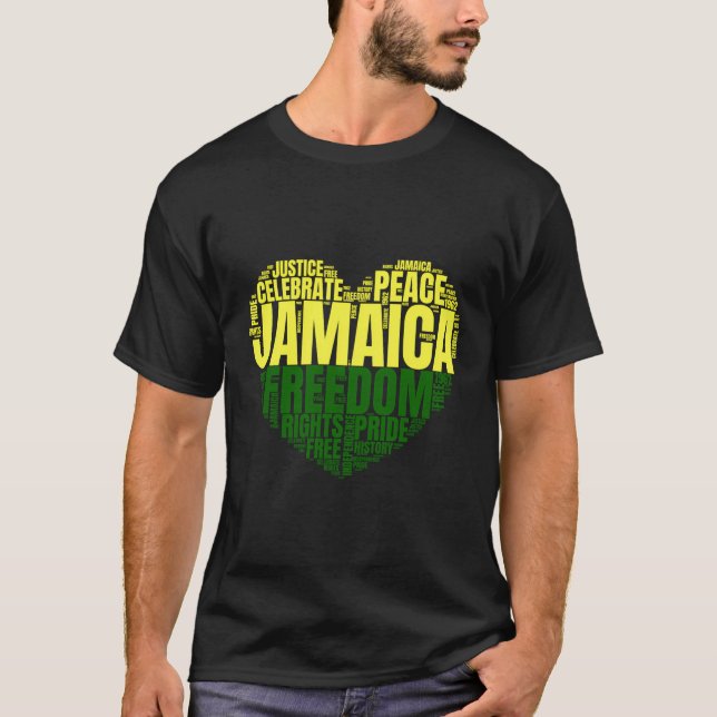 T-shirt Joyeux Coeur du Jour de l'Indépendance de la Jamaï (Devant)