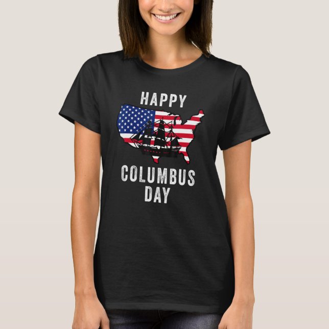 T-shirt Joyeux Columbus Day Usa Drapeau Découverte Italien (Devant)
