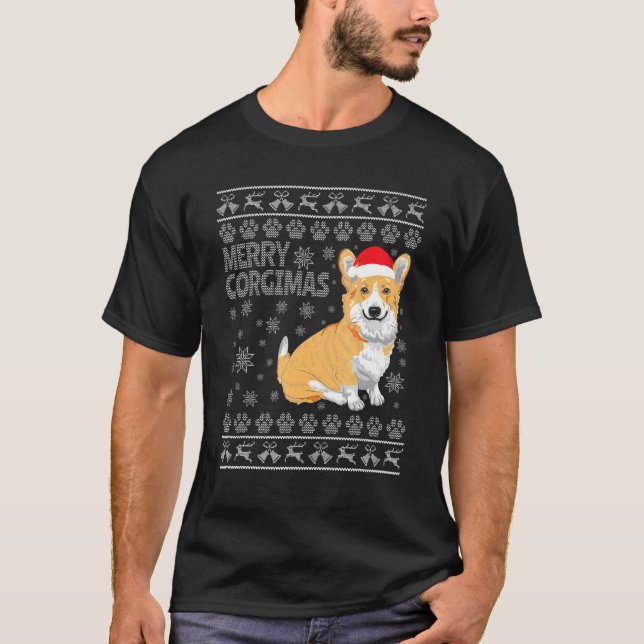 T-shirt Joyeux Corgimas Noël laid Corgi (Devant)