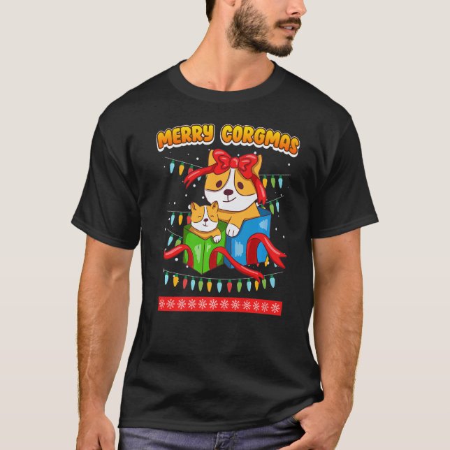 T-shirt Joyeux Corgmas chiens Corgi Premium_1 (Devant)