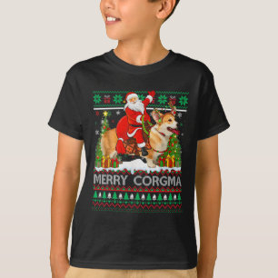 T-shirt Joyeux Corgmas Drôle de Père Noël laid montant un