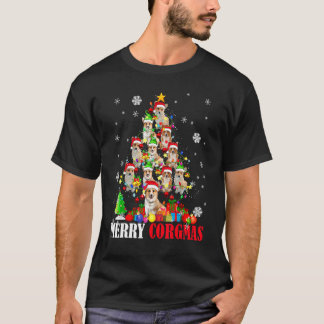 T-shirt Joyeux Corgmas Xmas Lumière Santa Elf Corgi Noël