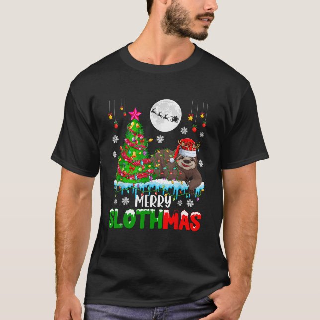T-shirt Joyeux costume de fentes Noël Père Noël Reindeer X (Devant)