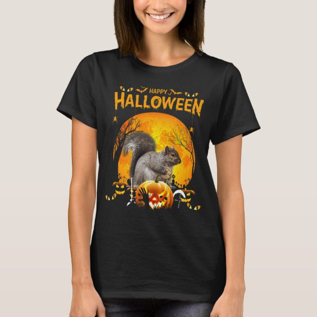 T-shirt Joyeux Costumes Citrouilles d'écureuil d'Halloween (Devant)