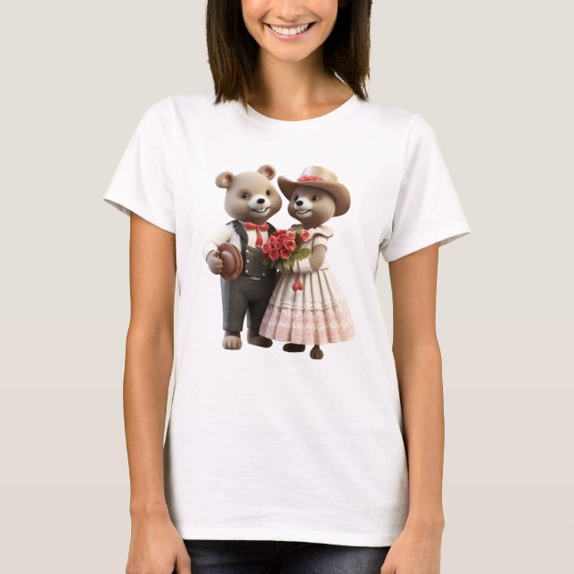 T-shirt Joyeux couple d'ours (Devant)