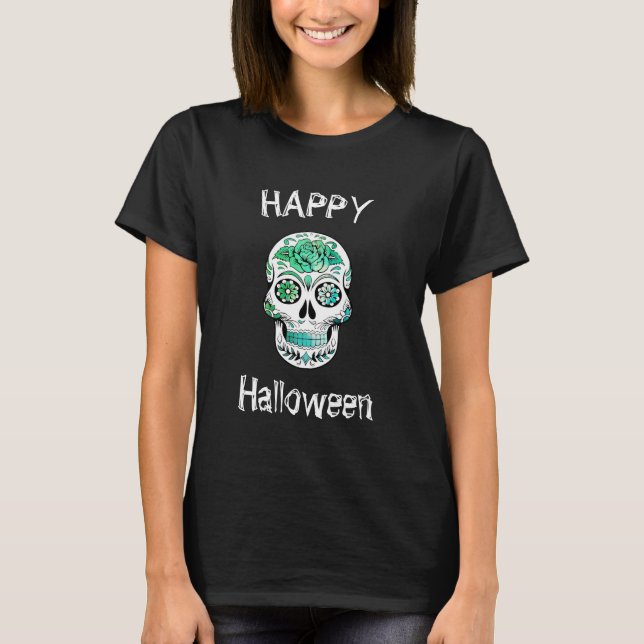 T-shirt Joyeux crâne de sucre d'Halloween (Devant)