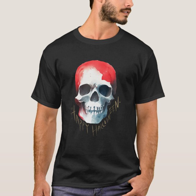 T-shirt Joyeux crâne d'Halloween (Devant)