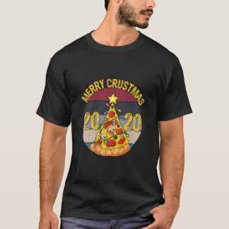 T-shirt Joyeux Crustmas de Pizza Arbre Vintage Noël
