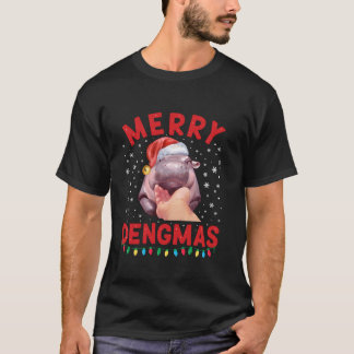 T-shirt Joyeux Dengmas Moo Deng Noël Hippo Pigmy Père Noël