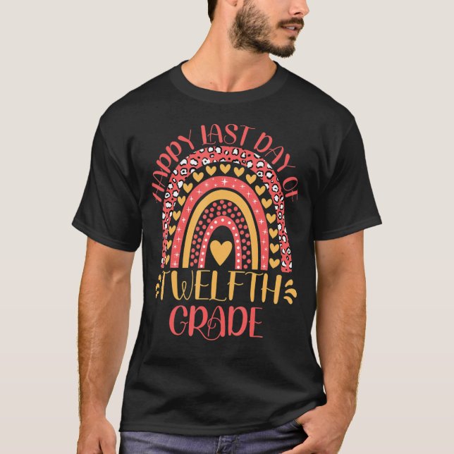 T-shirt Joyeux Dernier Jour De 12E Année D'École (Devant)
