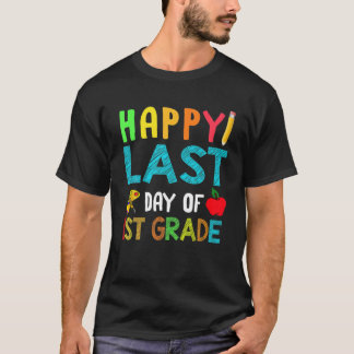 T-shirt Joyeux Dernier Jour De 1Ème Année Avec Crayon Pomm