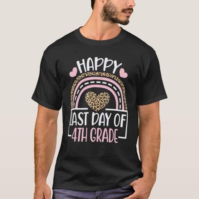 T-shirt Joyeux Dernier Jour De 4e Année Enseignant Léopard (Devant)