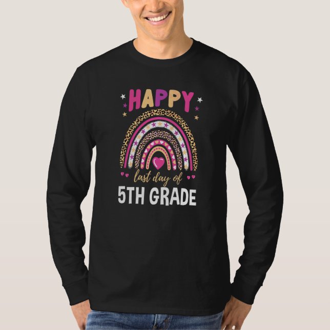 T-shirt Joyeux Dernier Jour De 5e Année Léopard Arc-En-Cie (Devant)