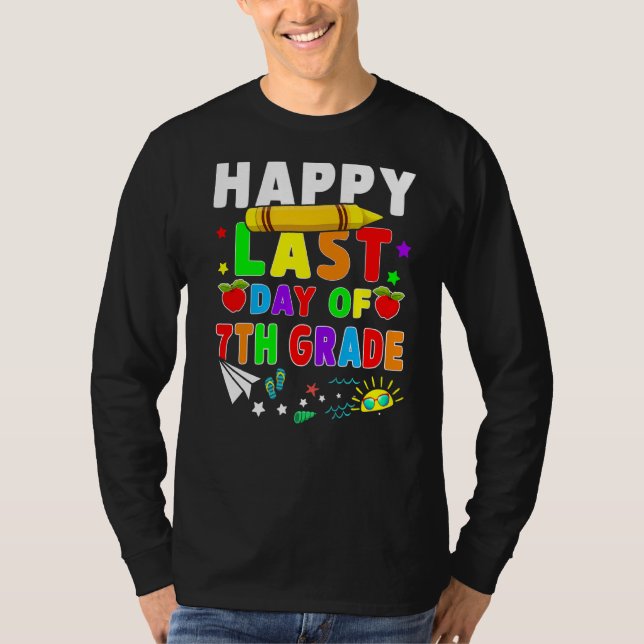T-shirt Joyeux Dernier Jour De 7e Année Étudiants Enseigna (Devant)