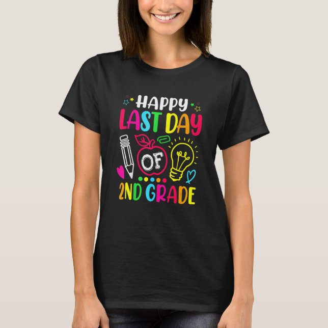 T-shirt Joyeux Dernier Jour De Professeur De 2e Année Élèv (Devant)