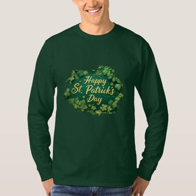 T-shirt Joyeux design de trèfle de la Saint-Patrick (Devant)