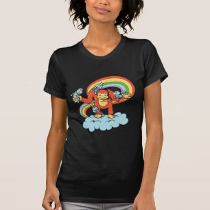 T-shirt joyeux dessin animé vectoriel de personnage gorill