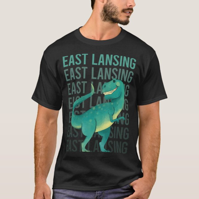 T-shirt Joyeux Dinosaure East Lansing (Devant)