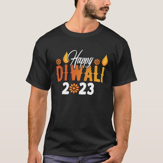 T-shirt Joyeux Diwali 2023 Festival Des Lumières Indien Hi (Devant)