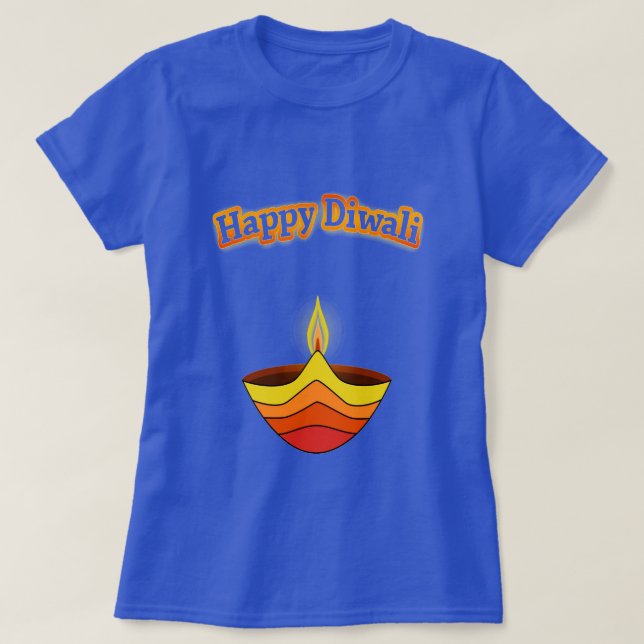 T-shirt Joyeux Diwali et lampe Diya (Design devant)