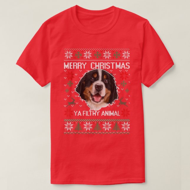 T-shirt Joyeux Dogmas Australian Shepherd Chien de Noël Ug (Design devant)