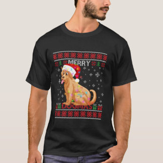 T-shirt Joyeux Dogmas Golden Retriever Chien Santa Hat L
