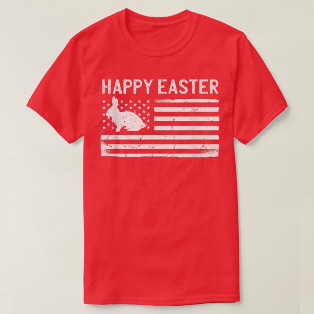T-shirt Joyeux Drapeau américain Bunny de Pâques  (Design devant)